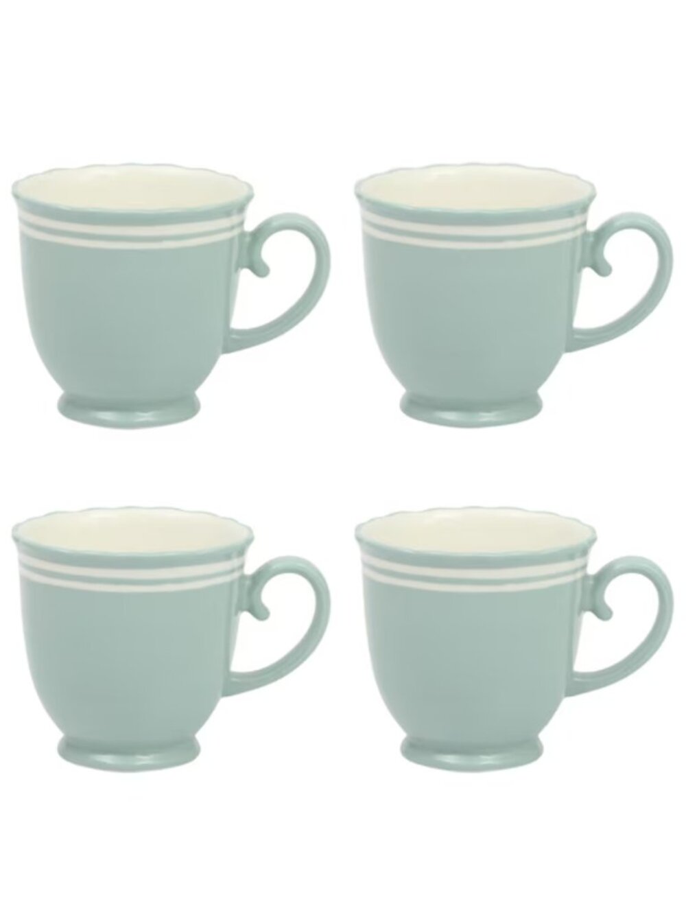 The Pioneer Woman Home Sage Blue Floral Farmhouse Style Ceramic Coffee Mugs Set